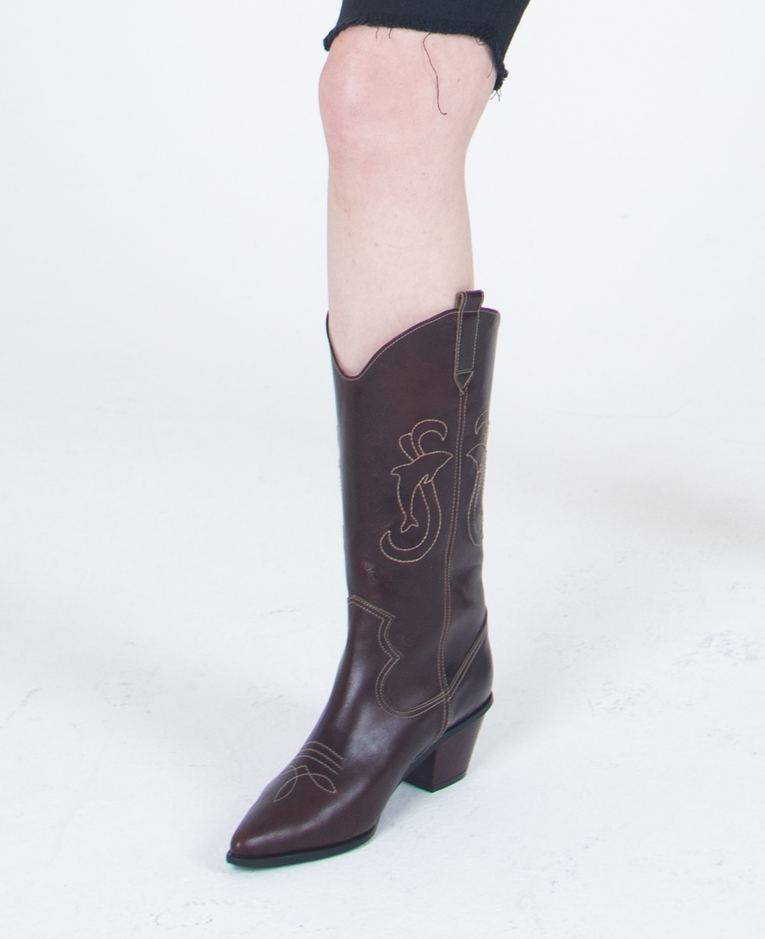 Dolphin Western Boots (Vintage Brown)